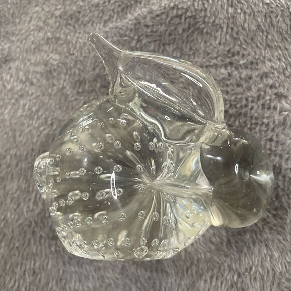 Vintage Clear Art Glass Bunny Rabbit Paperweight 3" Controlled Bubbles - Picture 5 of 10
